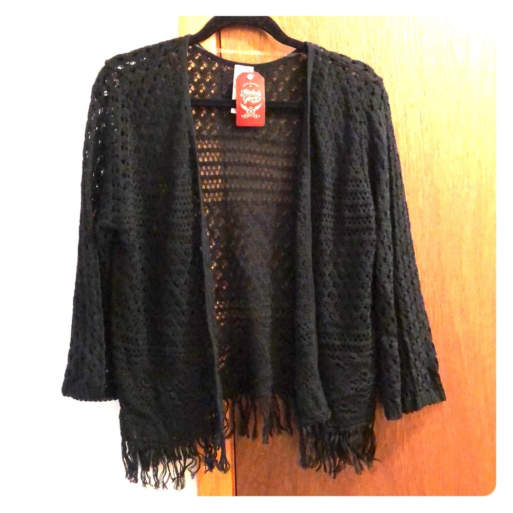 Faded Glory Black Crochet Festival Sweater Shrug